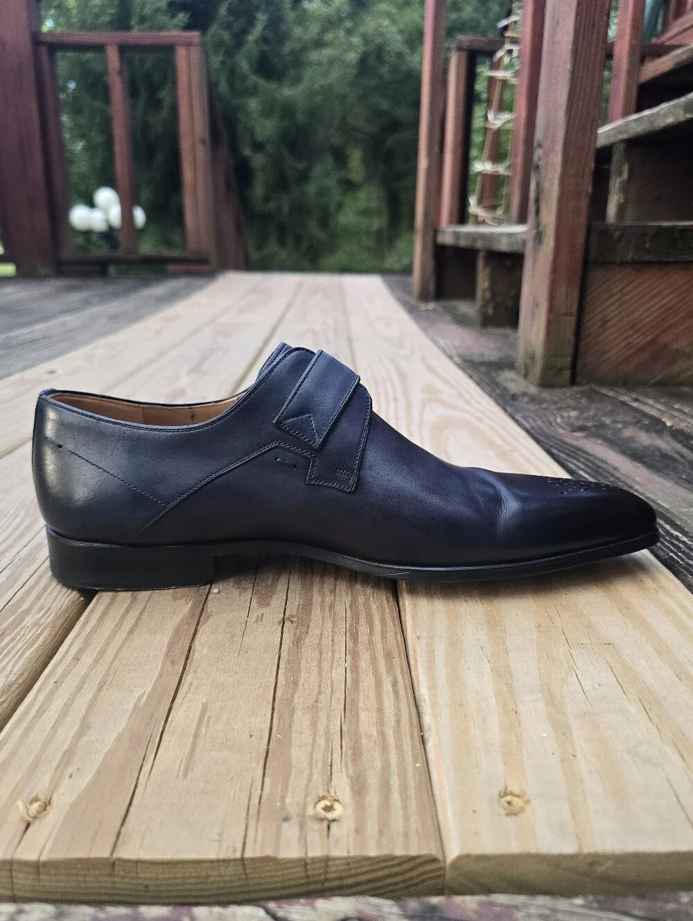 Magnanni, Marco II Monk Strap Dress Shoes, Blue Leather, Sz 8.5M